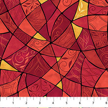 Nativity Stained Glass Red Yellow Cotton Fabric