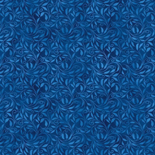 Nativity Leaf Scroll Blue Cotton Fabric
