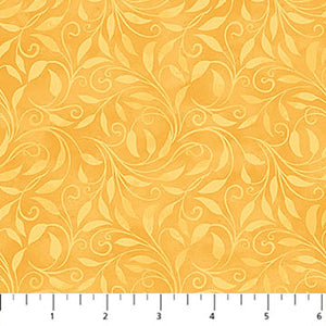 Nativity Leaf Scroll Yellow Cotton Fabric