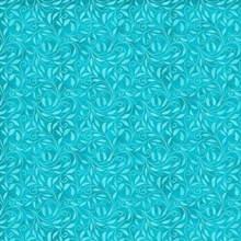 Nativity Leaf Scroll Turquoise Cotton Fabric