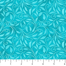Nativity Leaf Scroll Turquoise Cotton Fabric