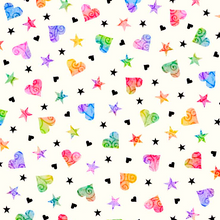 Be The Change Hearts & Stars White Cotton Fabric