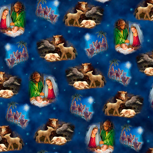 The Newborn King Nativity Vignettes Cotton Fabric