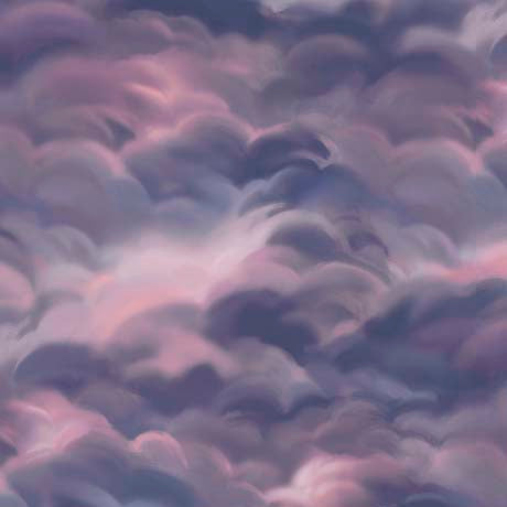 Spirit of the Heron Clouds Dark Blue Cotton Fabric