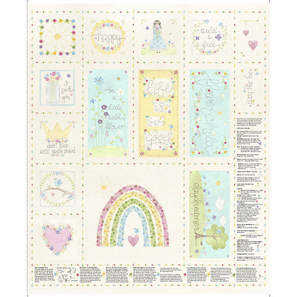 Daydreamer Inspirational Block Cotton Fabric Panel + FREE Quilt Pattern