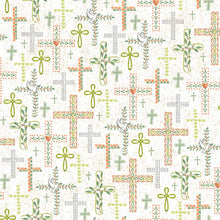 Rejoice Crosses Cream Cotton Fabric