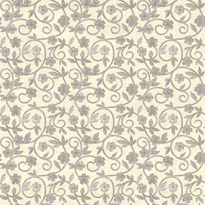 Rejoice Floral Scroll Cream Cotton Fabric