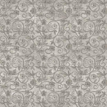 Rejoice Floral Scroll Gray Cotton Fabric