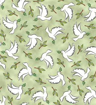 Rejoice Doves Moss Cotton Fabric