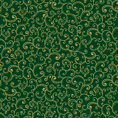 Poinsettia Symphony Scroll Forest Cotton Fabric