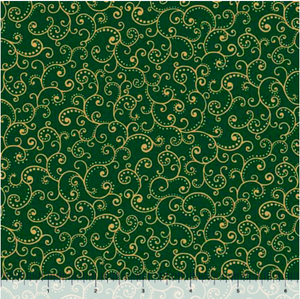 Poinsettia Symphony Scroll Forest Cotton Fabric