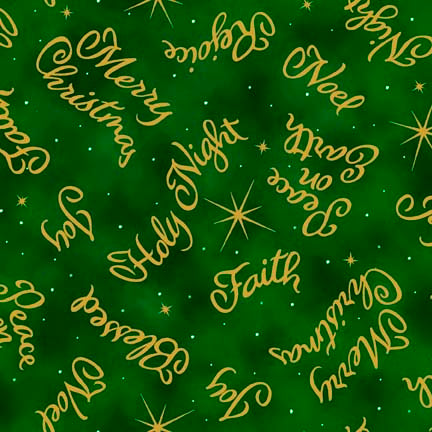 A King Is Born Christmas Words Evergreen Cotton Fabric