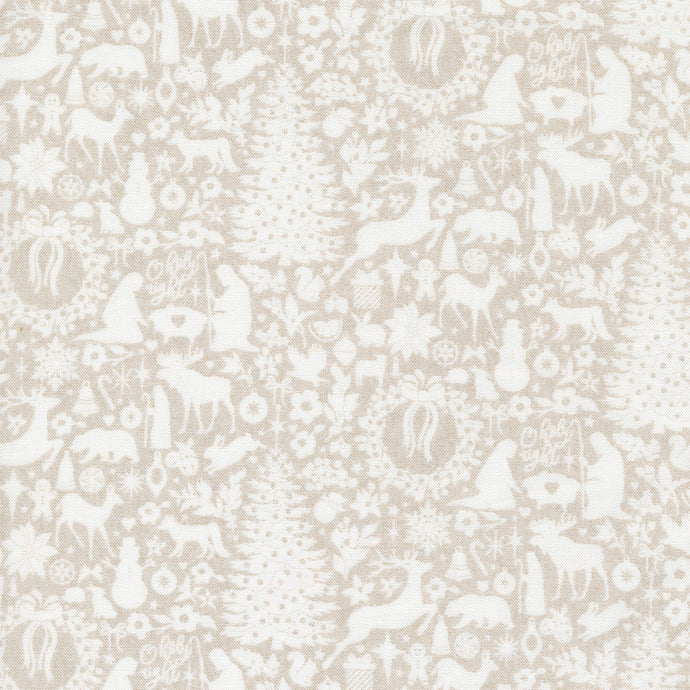 Pine Valley Nativity Damask Fog Cotton Fabric