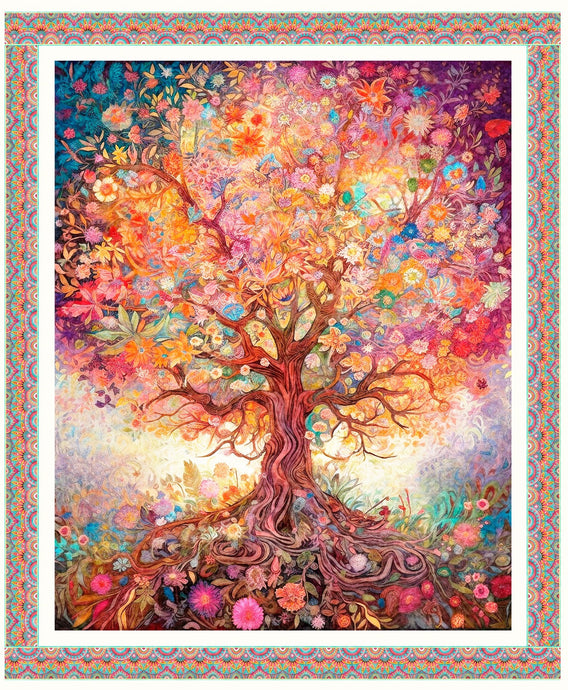 Spring Bling Tree Panel Cotton Fabric