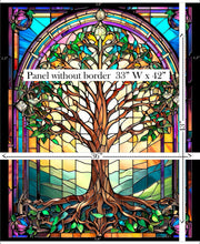 Tree of Life Stained Glass Panel Cotton Fabric + FREE Pattern