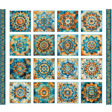 Bohemian Sunrise Foulard Medallion Patches Cotton Fabric Panel