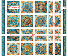 Bohemian Sunrise Foulard Medallion Patches Cotton Fabric Panel