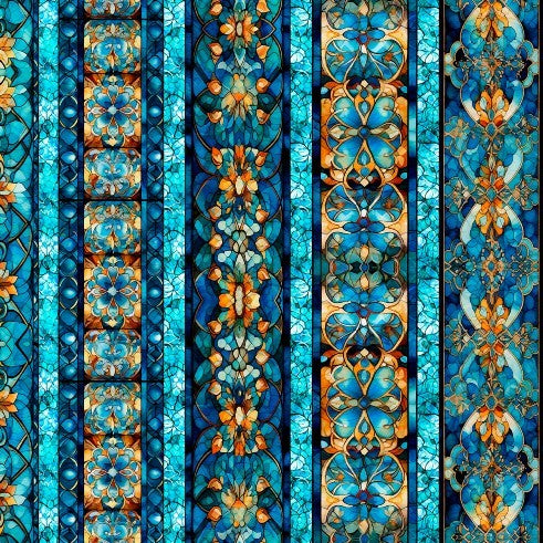 Bohemian Sunrise Celestial Decorative Stripe Cotton Fabric