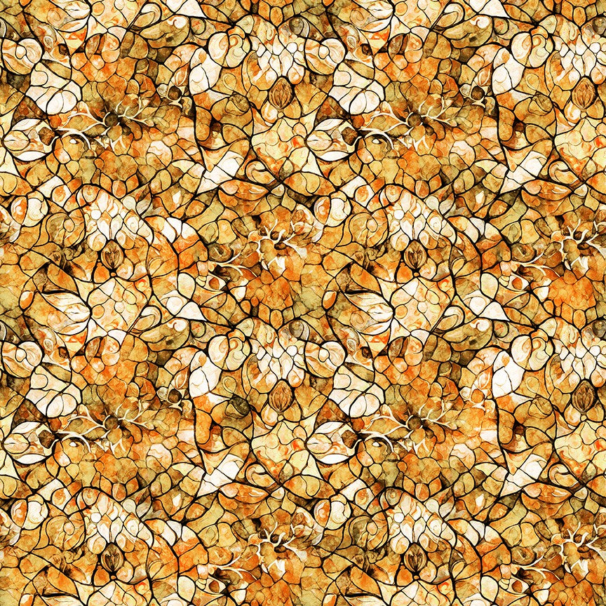 Bohemian Sunrise Celestial Brown Blender Cotton Fabric