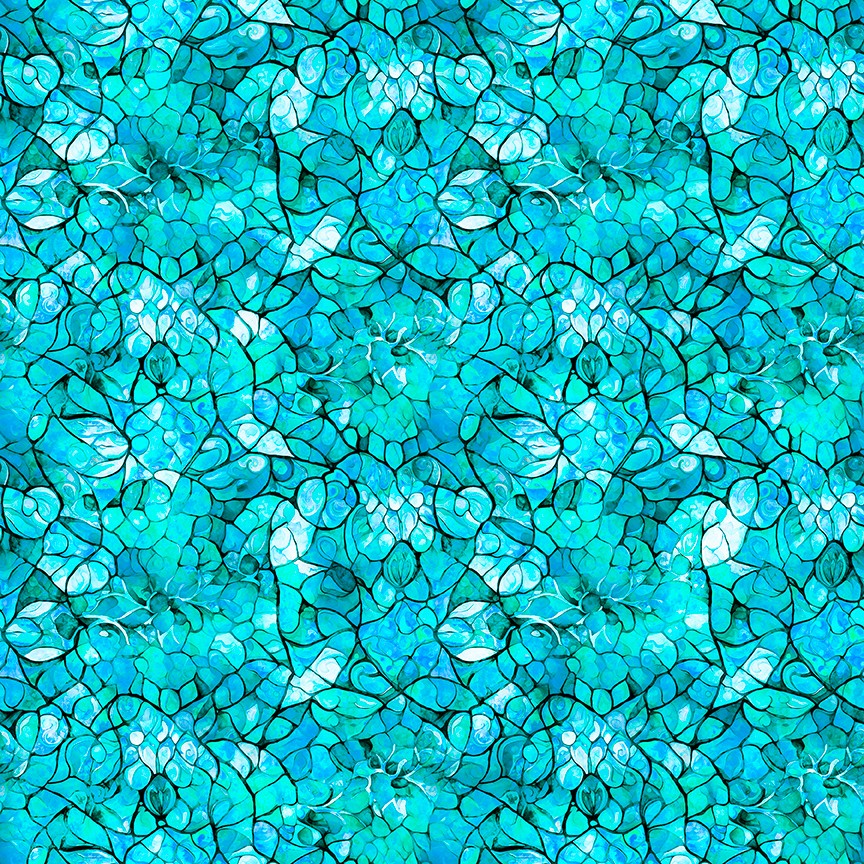 Bohemian Sunrise Celestial Turquoise Blender Cotton Fabric