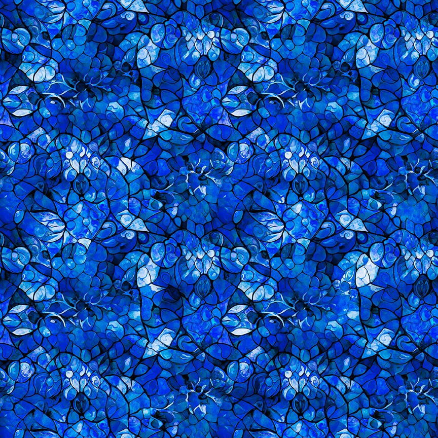 Bohemian Sunrise Celestial Royal Blender Cotton Fabric