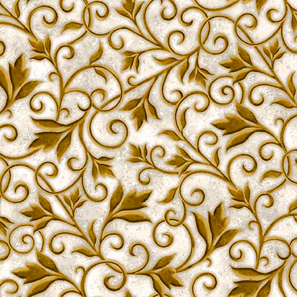 Heavenly Night Scroll Cream Cotton Fabric