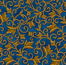 Heavenly Night Scroll Navy Cotton Fabric