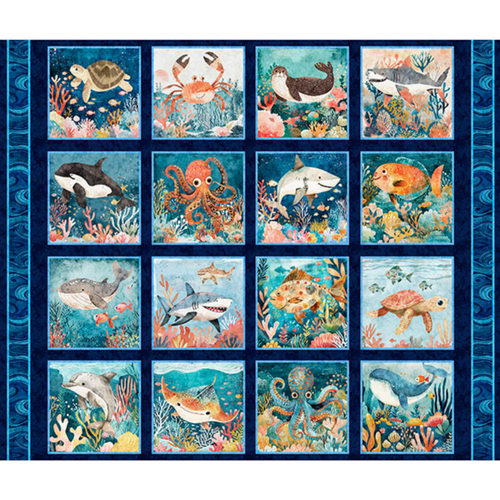 Deep Sea Dazzle Picture Patches Cotton Fabric Panel