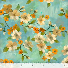 Light of the World Dogwood Floral Aqua Cotton Fabric
