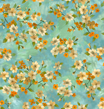 Light of the World Dogwood Floral Aqua Cotton Fabric
