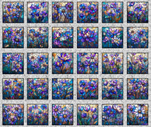 Mosaic Blooms Stained Glass Patches Block Panel Cotton Fabric