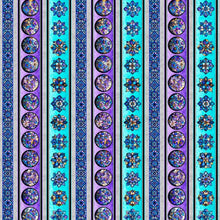 Mosaic Blooms Stained Glass Stripe Cotton Fabric