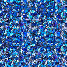 Mosaic Blooms Stained Glass Blue Blender Cotton Fabric