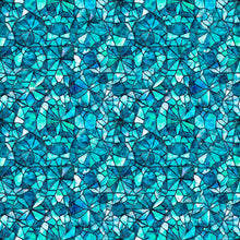 Mosaic Blooms Stained Glass Turquoise Blender Cotton Fabric