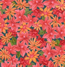 Faith Can Move Mountains Lillies Teal Cotton Fabric