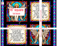 Guardian Angel & Prayer Picture Patches Stained Glass Panel Cotton Fabric