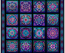 Royale Stained Glass Patches Block Panel Cotton Fabric