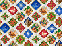 A Star Above Nativity Medallions Light Gray Cotton Fabric
