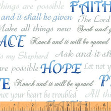 Inspirations Faith Hope Love White Cotton Fabric