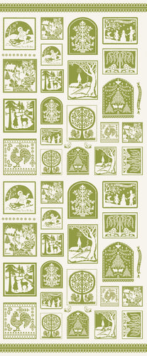 Buon Natale Christmas Cards Snowflake Pine Cotton Fabric Panel