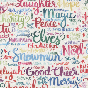 Comfort and Joy Holiday Feels Text & Words Multi Cotton Fabric