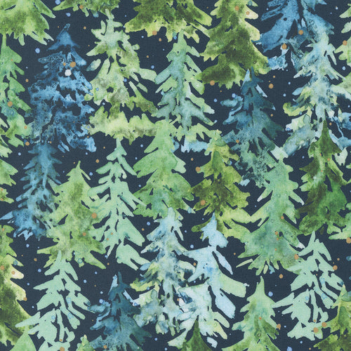 Comfort and Joy Winter Pines Midnight Cotton Fabric