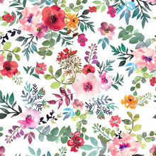 Glorious Garden Floral White Cotton Fabric