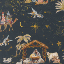 Silent Night Landscape Scenic Dark Blue Cotton Fabric