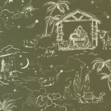 Silent Night Guided By A Star Toile Holly Green Cotton Fabric