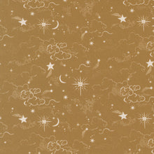 Silent Night Holy Night Skies North Star Gold Cotton Fabric