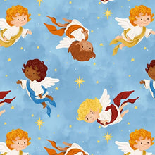 Away In A Manger Light Blue Angels Cotton Fabric