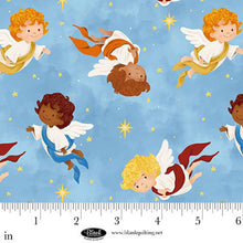 Away In A Manger Light Blue Angels Cotton Fabric