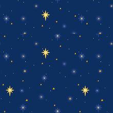Away In A Manger Blue Stars Cotton Fabric