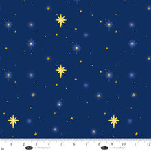 Away In A Manger Blue Stars Cotton Fabric